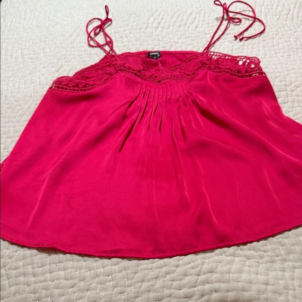 Express Magenta Lace-Trim Camisole Tank